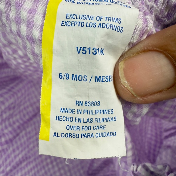 Baby Girls Lavender Gingham Bloomers Shorts Size 6–9 Months - Picture 6 of 8